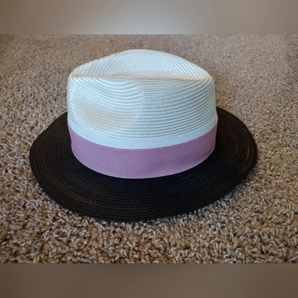 Calvin Klein White Black And Pink Panama  Hat - Picture 4 of 11